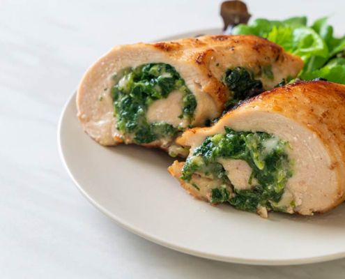 Pechulla de pollo con espinacas