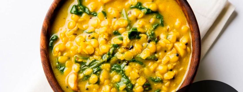 Curry de lentejas con espinacas