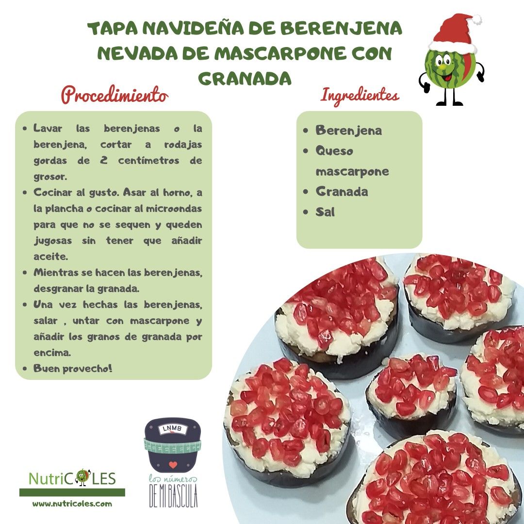 Tapa de berenjena nevada de mascarpone con granada