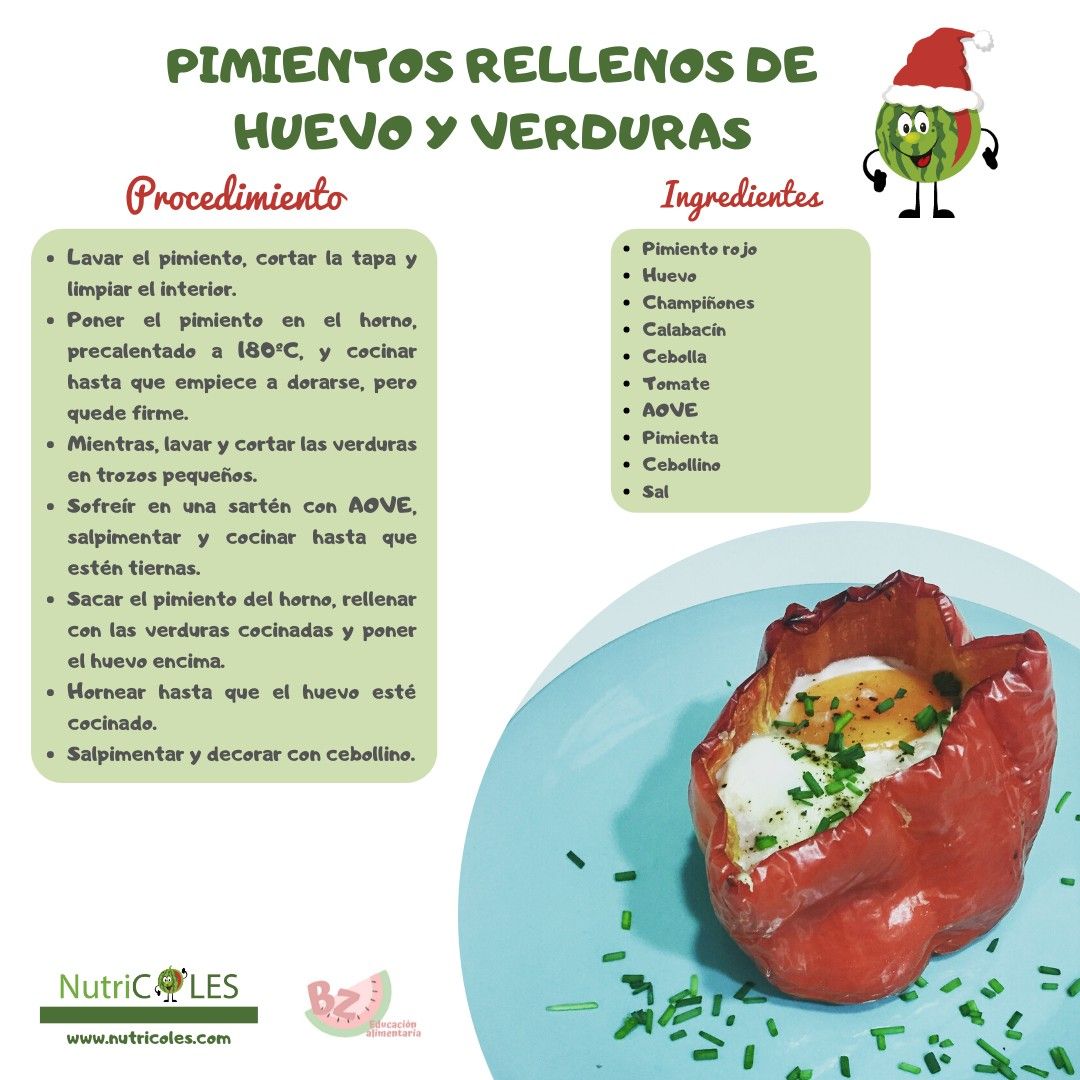 Pimientos rellenos de huevo y verduras
