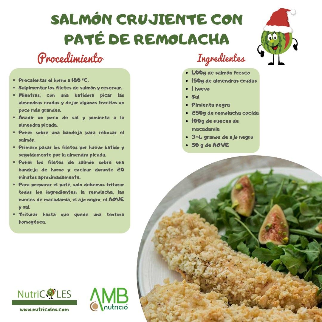 Receta: salmón crujiente con paté de remolachas