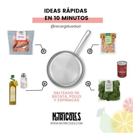 batata salteada con pollo y espinacas